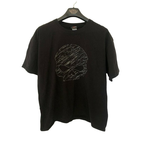 Harley Davidson Black Short Sleeve T Shirt Skull Design Men's XL Tee Shirt - Picture 1 of 5